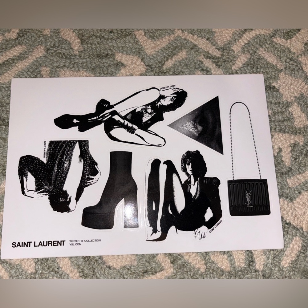 Saint Laurent Black and White Winter 18 Collection Sticker Set